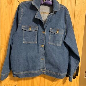 Classic Blue Women's Jean Jacket with rhinestone buttons